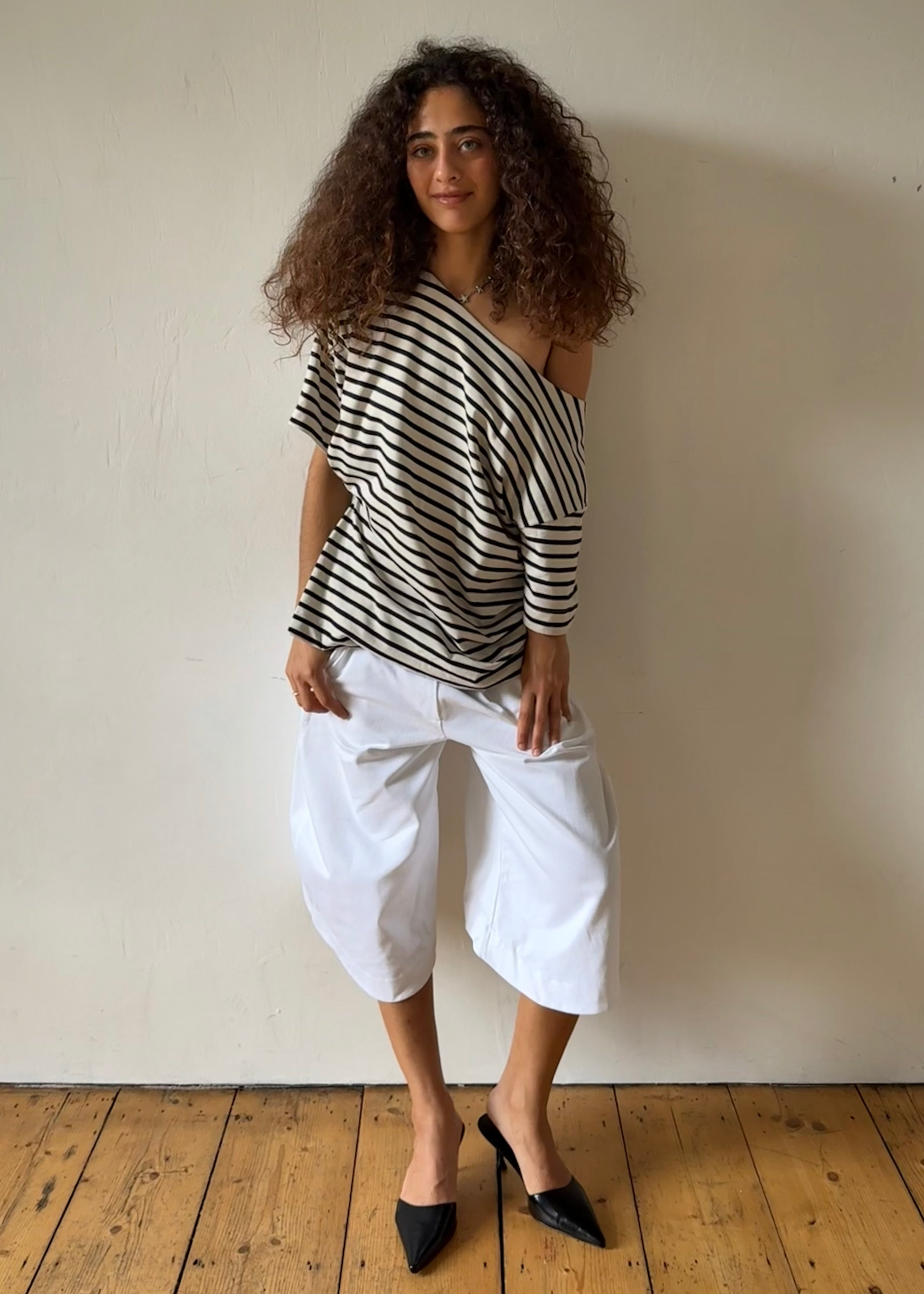 gather tee in stripes
