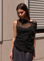 bordeaux silk cami top in black