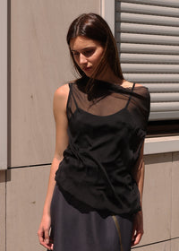 bordeaux silk cami top in black
