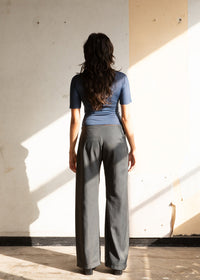 PRE-ORDER zip through trousers in grey