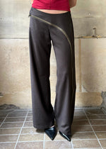PETITE zip through trousers in brown