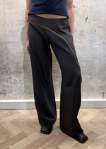 PETITE zip through trousers in grey