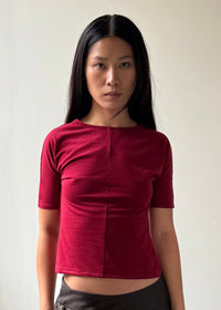 half sleeve tee in wine
