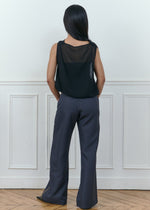 zip through trousers in grey