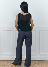 zip through trousers in grey