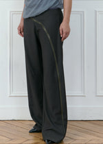 zip through trousers in brown