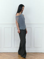 zip through trousers in brown