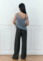 zip through trousers in brown