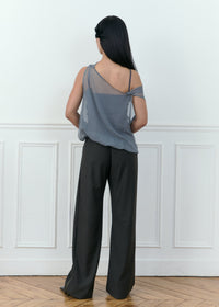 zip through trousers in brown