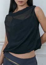 bordeaux silk cami top in black