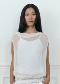 bordeaux silk cami top in white