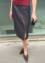 zip through skirt in grey