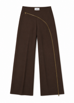 PETITE zip through trousers in brown