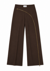 PETITE zip through trousers in brown