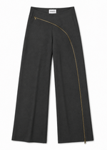 PETITE zip through trousers in grey