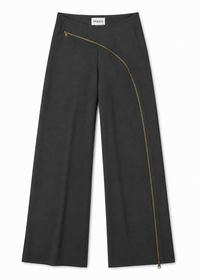 PETITE zip through trousers in grey