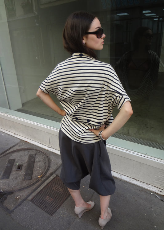 convertible cardigan in stripes