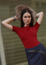 half sleeve tee in red