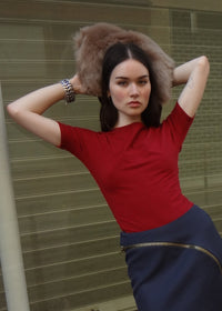 half sleeve tee in red
